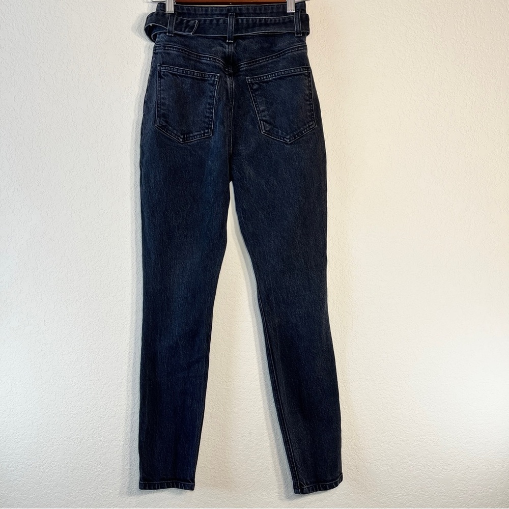 Reformation Kayo High Rise Black Wash Belted Ankle Chic Skinny Jeans SZ 25 - Picture 6 of 16